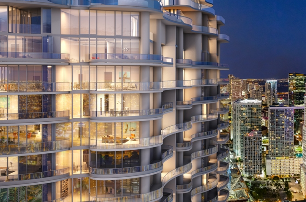 The Brickell Flatiron Luxury Condos in Miami, Florida.