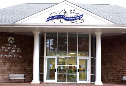 Front of the Southhampton Animal Shelter and Adoption Center in Southhampton, NY.