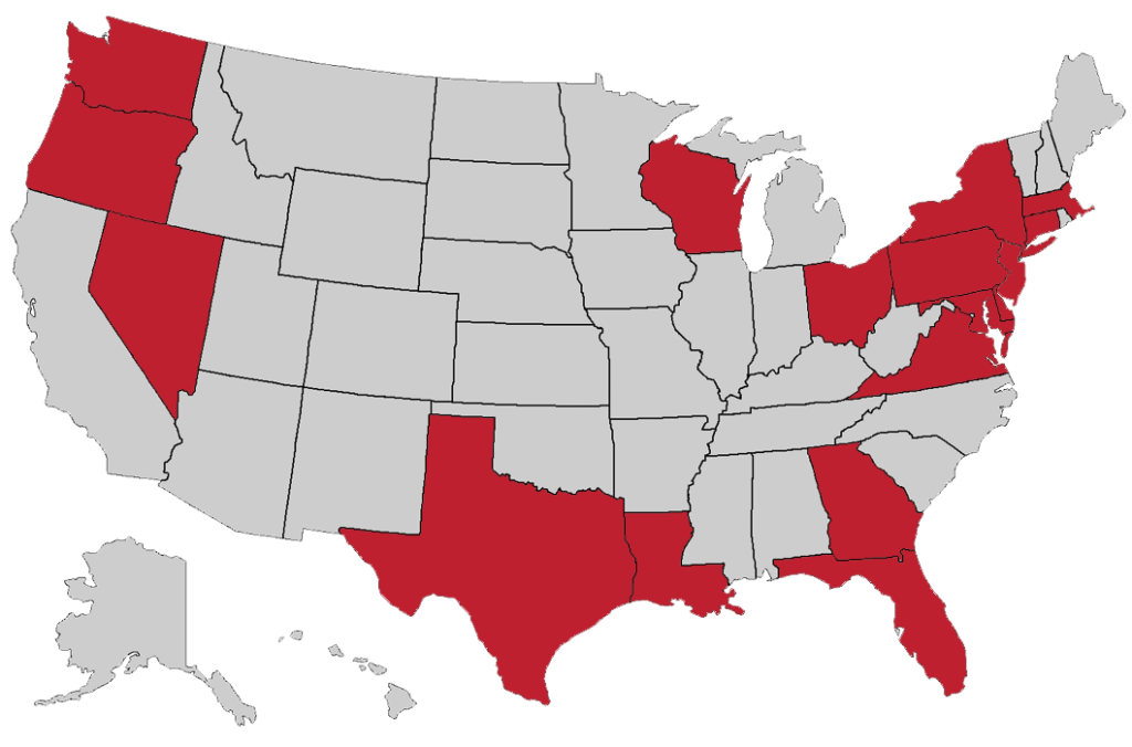 US Map of DJM Scanning locations